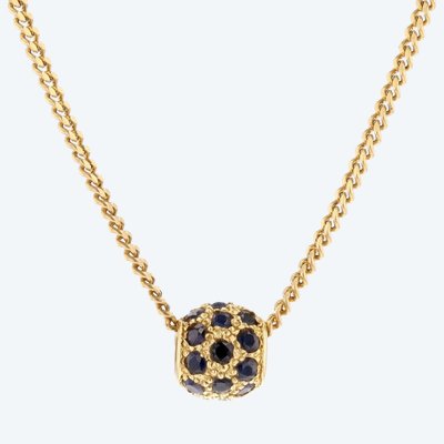 Yellow Gold Chain With A Sapphire Pendant
