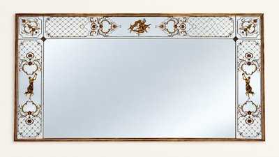 Specchio da Brasserie – Stile Art Nouveau – Vetro Églomisé – Legno Dorato