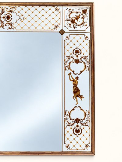 Specchio da Brasserie – Stile Art Nouveau – Vetro Églomisé – Legno Dorato