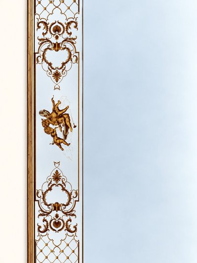 Specchio da Brasserie – Stile Art Nouveau – Vetro Églomisé – Legno Dorato