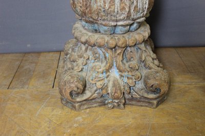 Pair of Carved Wooden Columns, 173 cm, 19th century