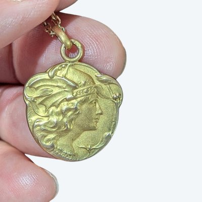 Antique French Marianne Pendant, Art Nouveau BECKER Pendant by the FIX company, CIRCA 1900