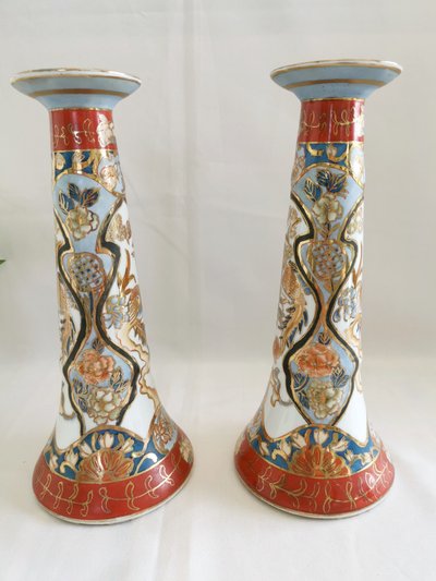 Paire de bougeoirs Japon imari époque Meiji vers 1930