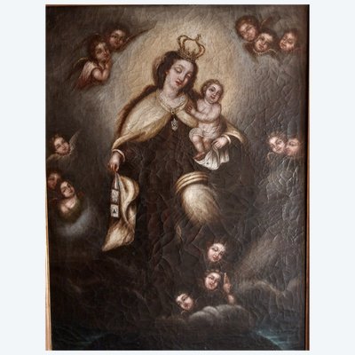 Anonymous - Our Lady of Mount Carmel - Oil on canvas - Spanish or colonial school - 18th century -
