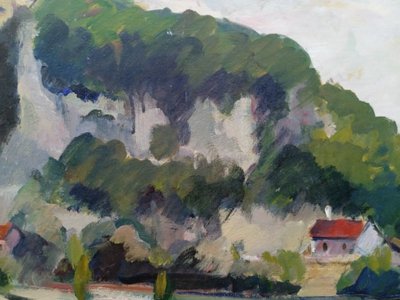 Maurice BOMPARD (  né à Rodez 1857-1936 ) Paysage de l'Aveyron.
