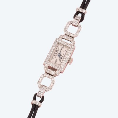 Antike Art-Deco-Uhr aus Platin und Diamanten