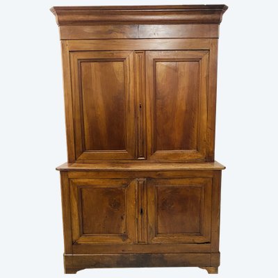 Two-part Louis Philippe style buffet in solid walnut, 19th century