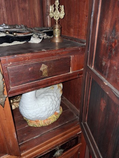 Meuble chinois en bois à panneaux laqués – Décor d’oiseaux et de fleurs 