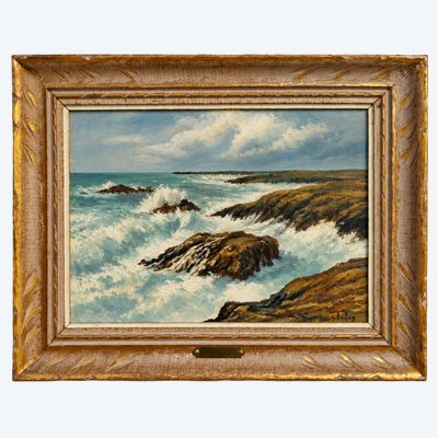 Paul-Henry Lafon – Costa rocciosa a Quiberon – Olio su tavola