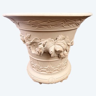 Sarreguemines: Magnifico cachepot in gres fine