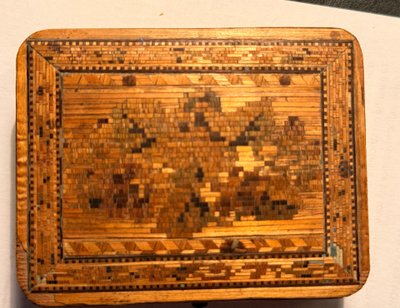 Marqueterie de paille : superbe boîte de poche vers 1780-1830