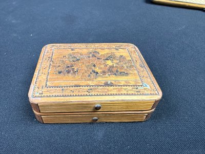 Marqueterie de paille : superbe boîte de poche vers 1780-1830