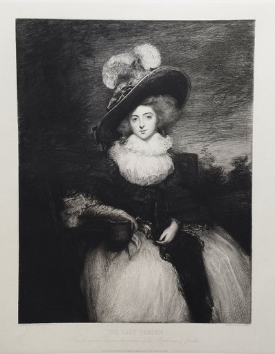 Ritratto in acquaforte antica di Lady Camden, tratto da un'opera di Joshua Reynolds, XIX secolo.