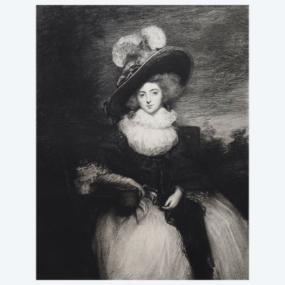 Ritratto in acquaforte antica di Lady Camden, tratto da un'opera di Joshua Reynolds, XIX secolo.