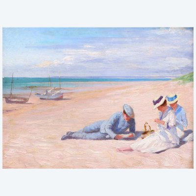 Lucien Hector Jonas zugeschrieben, Strandszene, Landschaftsmalerei