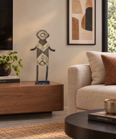 Personnage Timbuwarra, art tribal, art océanien, Figure de culte vannerie, art du Pacifique, 83,5 cm