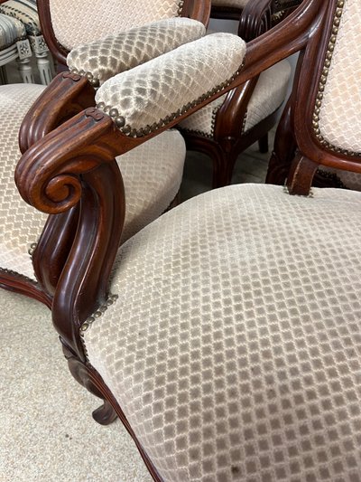 Set of 4 mahogany armchairs, 19th century
