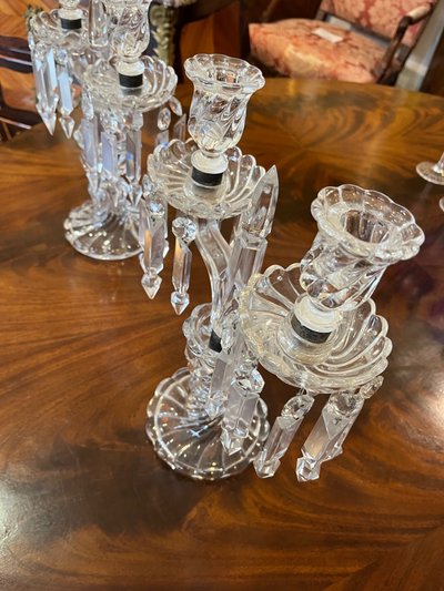 Pair of Baccarat crystal candelabra