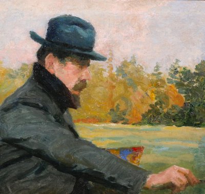 Henri Laffite (1885–1977), Porträt eines Malers im Freien, Gemälde, 1912, Impressionismus