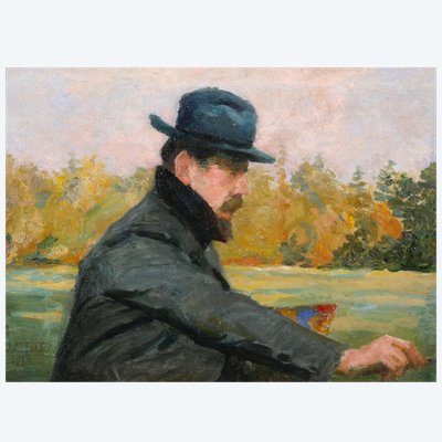 Henri Laffite (1885–1977), Porträt eines Malers im Freien, Gemälde, 1912, Impressionismus