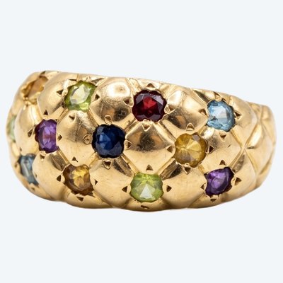 "Tutti Frutti" Dome Ring in 18K Yellow Gold (750/1000)