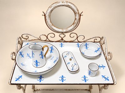 Tavolo da Toeletta – Stile Napoleone III – Ferro Battuto & Smalto – Decoro Gigli