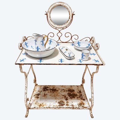 Tavolo da Toeletta – Stile Napoleone III – Ferro Battuto & Smalto – Decoro Gigli