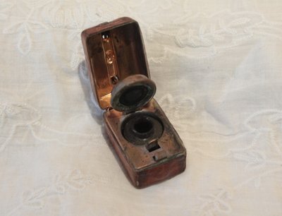 Late 19th century suitcase-shaped travel inkwell