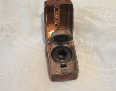Late 19th century suitcase-shaped travel inkwell