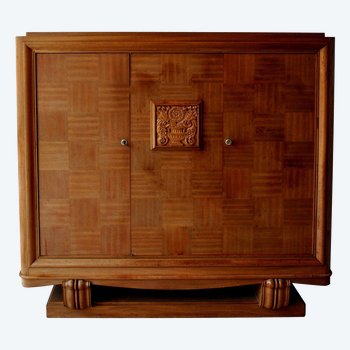 1940s Style High Sideboard In Blond Mahogany Checkered