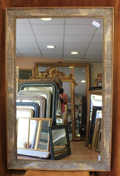 Large antique rectangular mirror, First Empire style, 100 x 155 cm