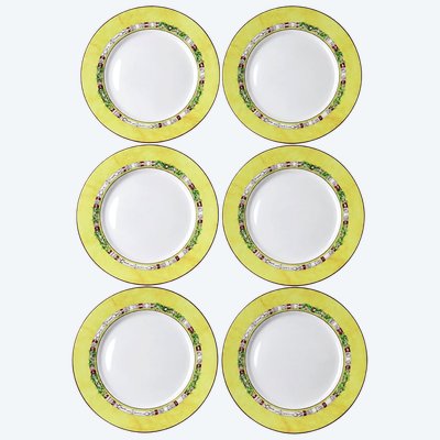 6 vintage Jean-Louis Coquet Limoges Sienna Earth dessert plates