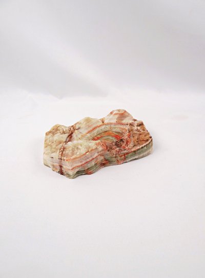 Modernist 1960s green and orange onyx agate ashtray