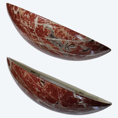 Pair of vintage red faux marble ceramic wall sconces, 1990s