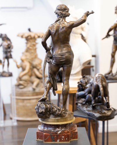 SCULPTURE - DAVID DEFEATING GOLIATH , LOUIS GOSSIN (1846–1928) - BRONZE 