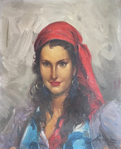Richard DURANDO-TOGO (1910) - Frau mit rotem Kopftuch