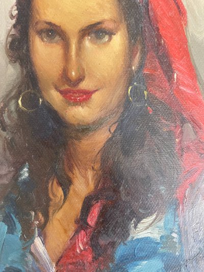 Richard DURANDO-TOGO (1910) - Frau mit rotem Kopftuch