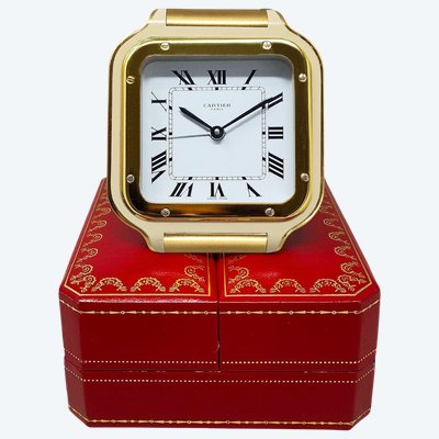 1980s Cartier Santos Pendulette Alarm Clock. Made in Swiss