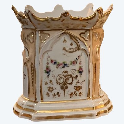 Beautiful antique night light in fine Parisian porcelain from the Charles X period