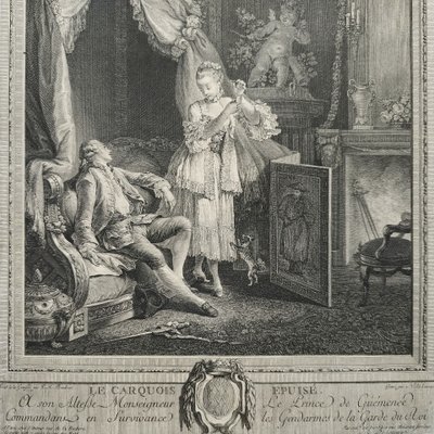 Incisione erotica: La faretra esausta di Nicolas De Launay, XVIII secolo