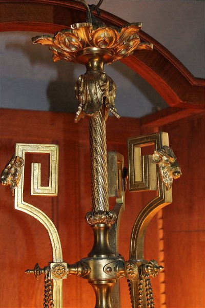 Louis XVI style bronze chandelier with 6 lights, 19th century