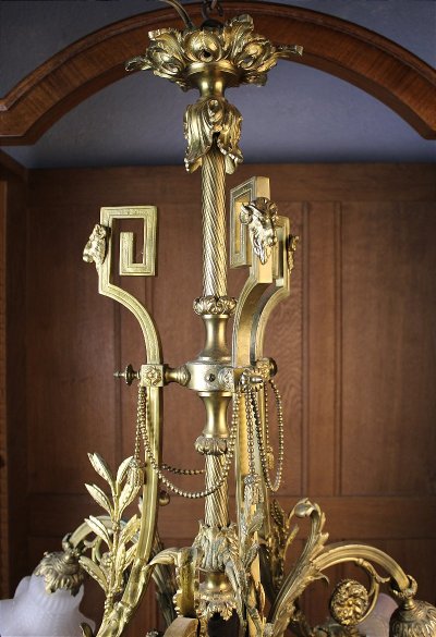 Louis XVI style bronze chandelier with 6 lights, 19th century