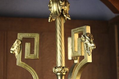 Louis XVI style bronze chandelier with 6 lights, 19th century