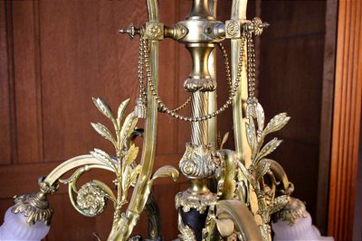 Louis XVI style bronze chandelier with 6 lights, 19th century