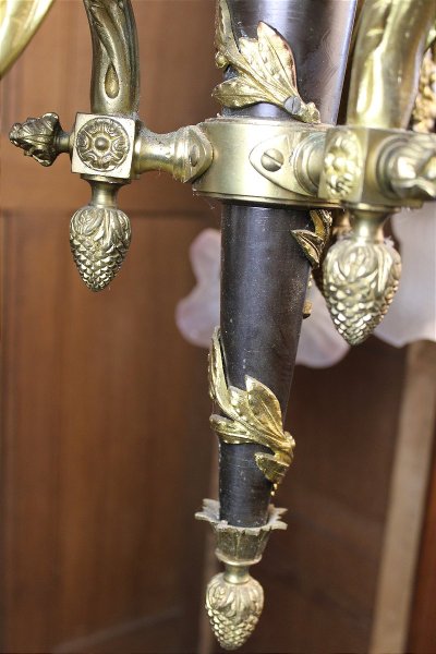 Louis XVI style bronze chandelier with 6 lights, 19th century