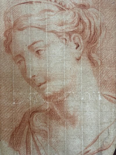 Dessin à la sanguine - Portrait de Junon, XVIIIe siècle
