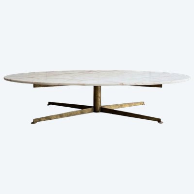 Table basse ovale en marbre par Michel Kin pour Arflex, circa 1960