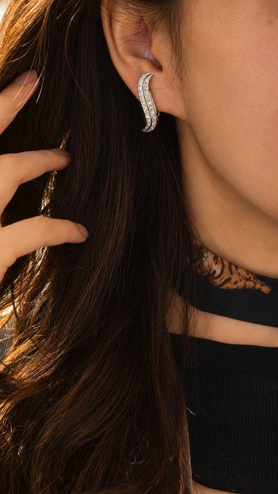 Platinum and Diamond Leaf Earrings, circa 1930–1940