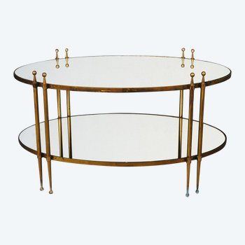 Table à Thé Style 1940 Bronze Et Miroir