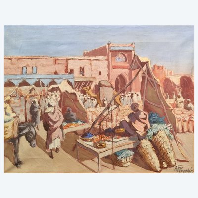 FRANCISZEK PROCHASKA - Scène de marché en Afrique du Nord